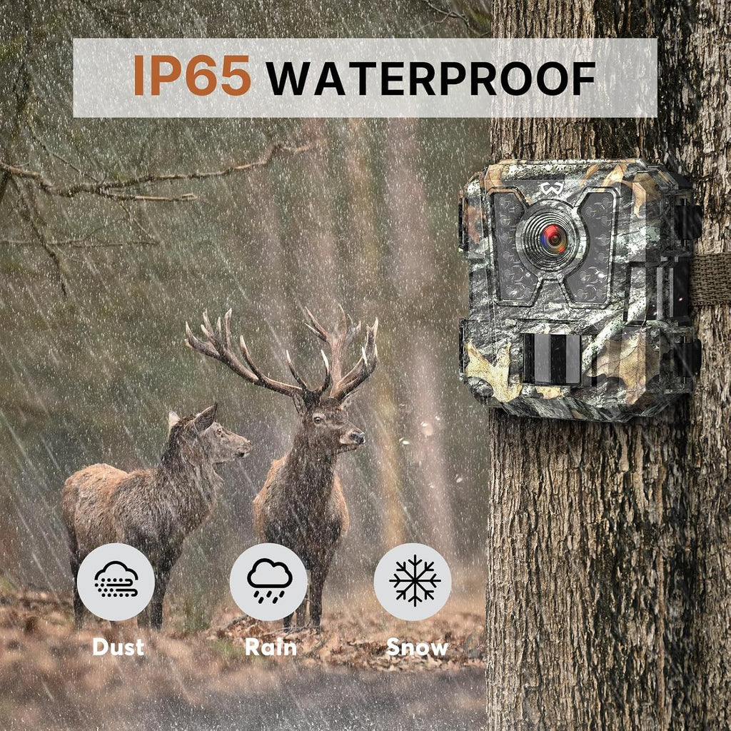 WOSODA Mini Trail Camera 4 Pack 30MP 1080P HD, Game Cam with SD Card, Waterproof Tiny Deer Camera Night Vision Motion Activated with Fast Trigger Time for Outdoor Wildlife Monitoring