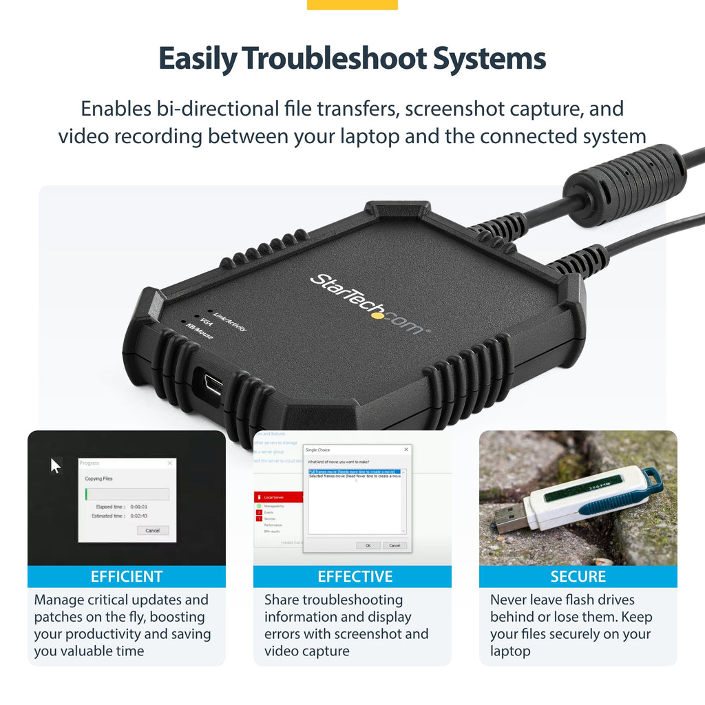 StarTech Crash Cart Adapter, Server Management, USB VGA, TAA (NOTECONS01)
