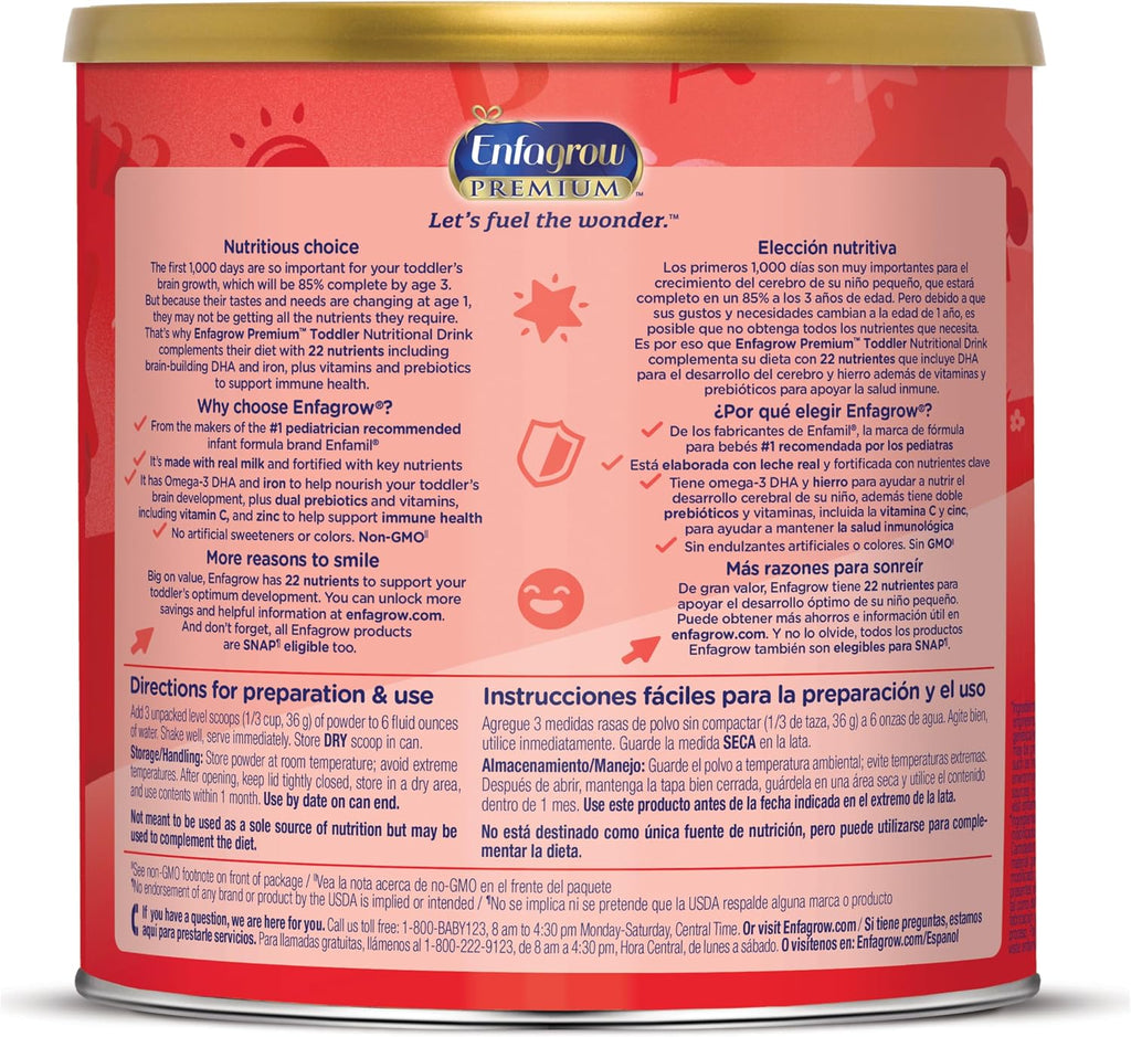 Enfagrow Premium Toddler Milk Nutritional Drink, Natural Milk, 24 Oz, 4 CT