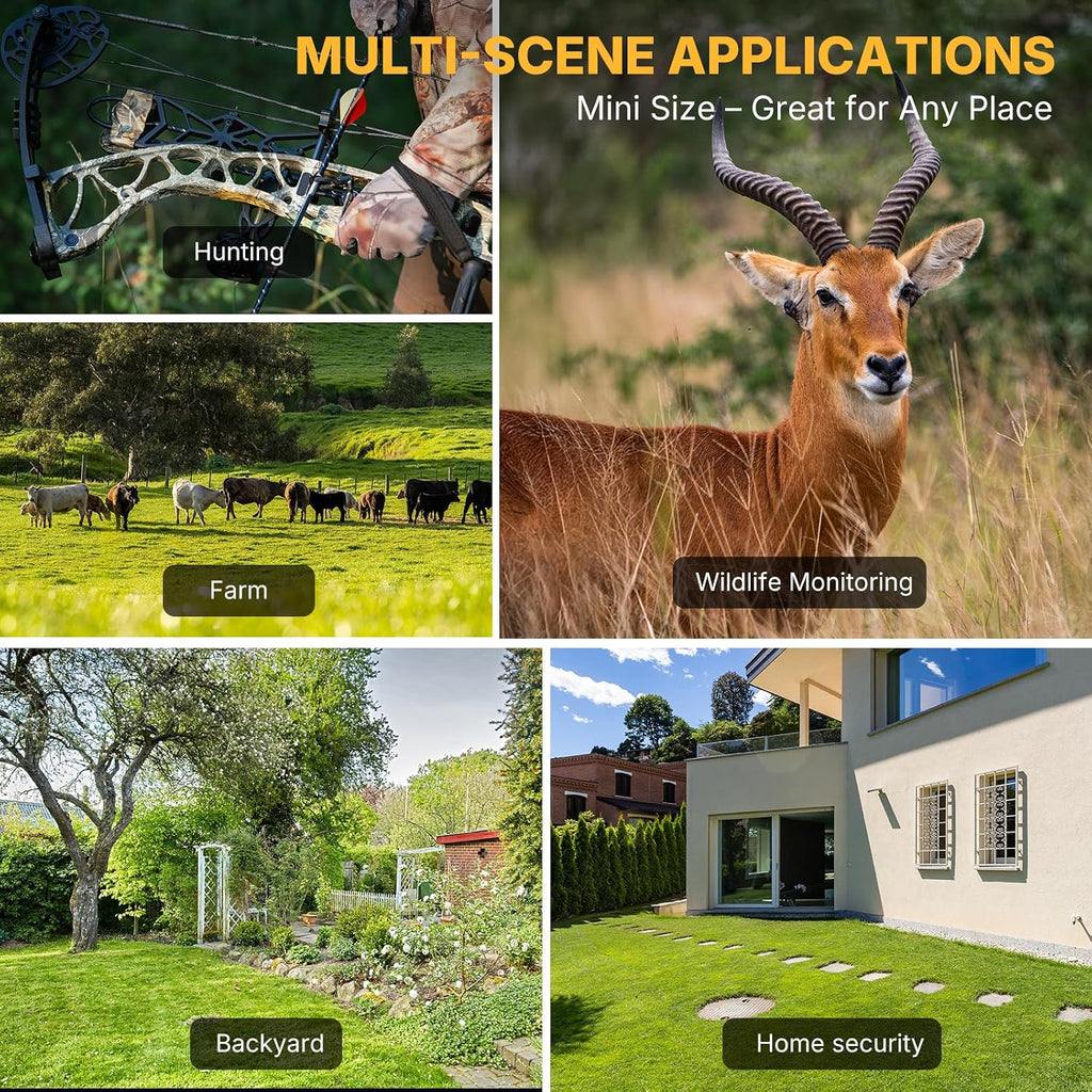 WOSPORTS Mini Trail Camera 4 Pack 32MP 1080P HD Deer Camera with 32GB SD Card Game Cameras with Night Vision Motion Activated Waterproof with Card Reader