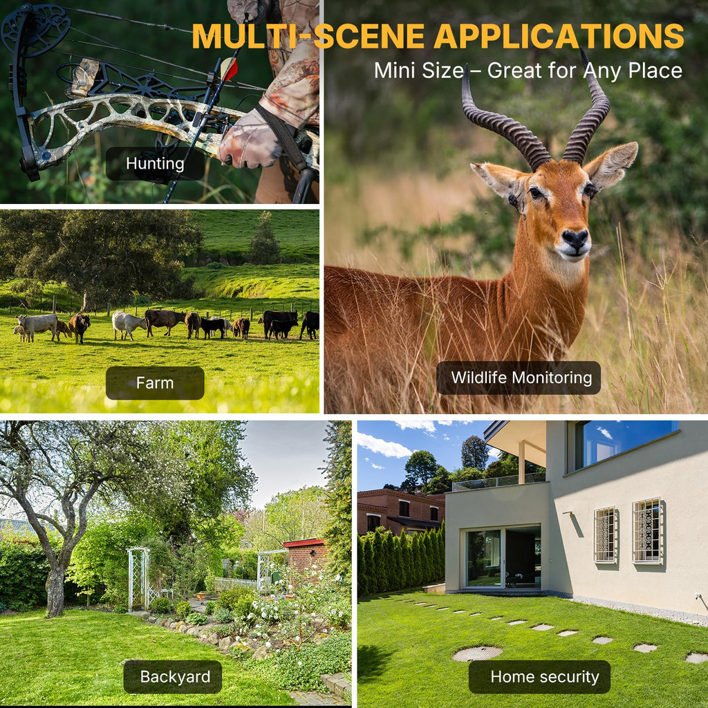 WOSPORTS Mini Trail Camera 4 Pack 32MP 1080P HD Deer Camera with 32GB SD Card Game Cameras with Night Vision Motion Activated Waterproof with Card Reader