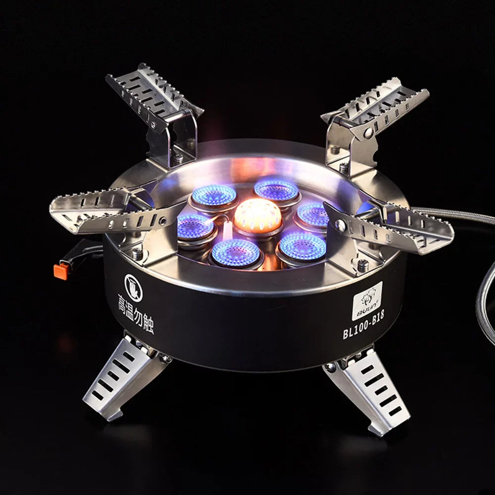 18000W Seven High Hiking Stove, Stove, Fishing Camping Backpacking Windproof Gas core Traveling Collapsible Stove, Dcenta