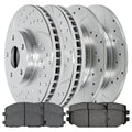 Autoshack Front And Rear Drilled Slotted Brake Rotors Silver And Ceramic Pads Kit Replacement For Vw Routan 2012-2020 Dodge Grand Caravan Journey 2012-2016 Chrysler Town & Country 2013-2015 Ram C/V V6