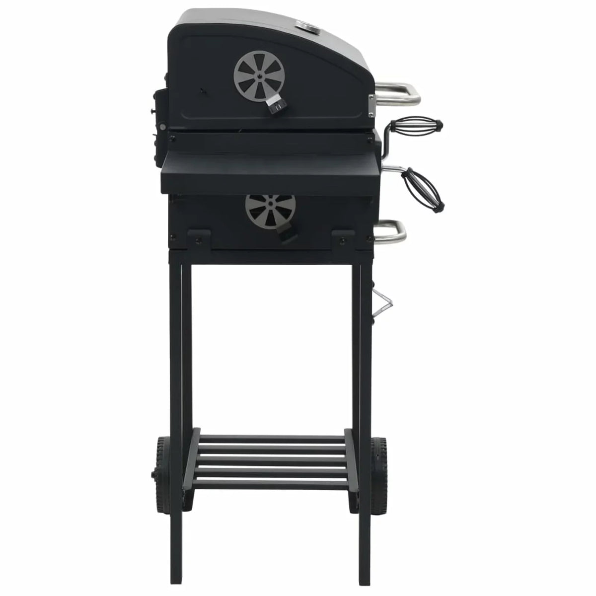 Charcoal-Fueled Bbq Grill With Bottom Shelf Black
