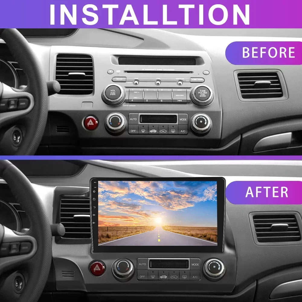 Rearview Android 2006-2011 USB,with 1080P HD LED 2+32G Car 10.1'' Honda Stereo Podofo MP5 11 Link 12 Civic Mirror Car Player for GPS inch 10 Camera FM WIFI Radio Bluetooth