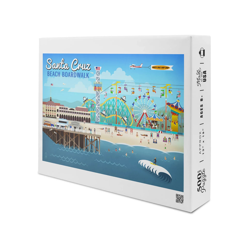 Santa Cruz, California, Retro Scene (19X27 Inches, Premium 500 Piece Jigsaw Puzzle For Adults And Family, Made In Usa)