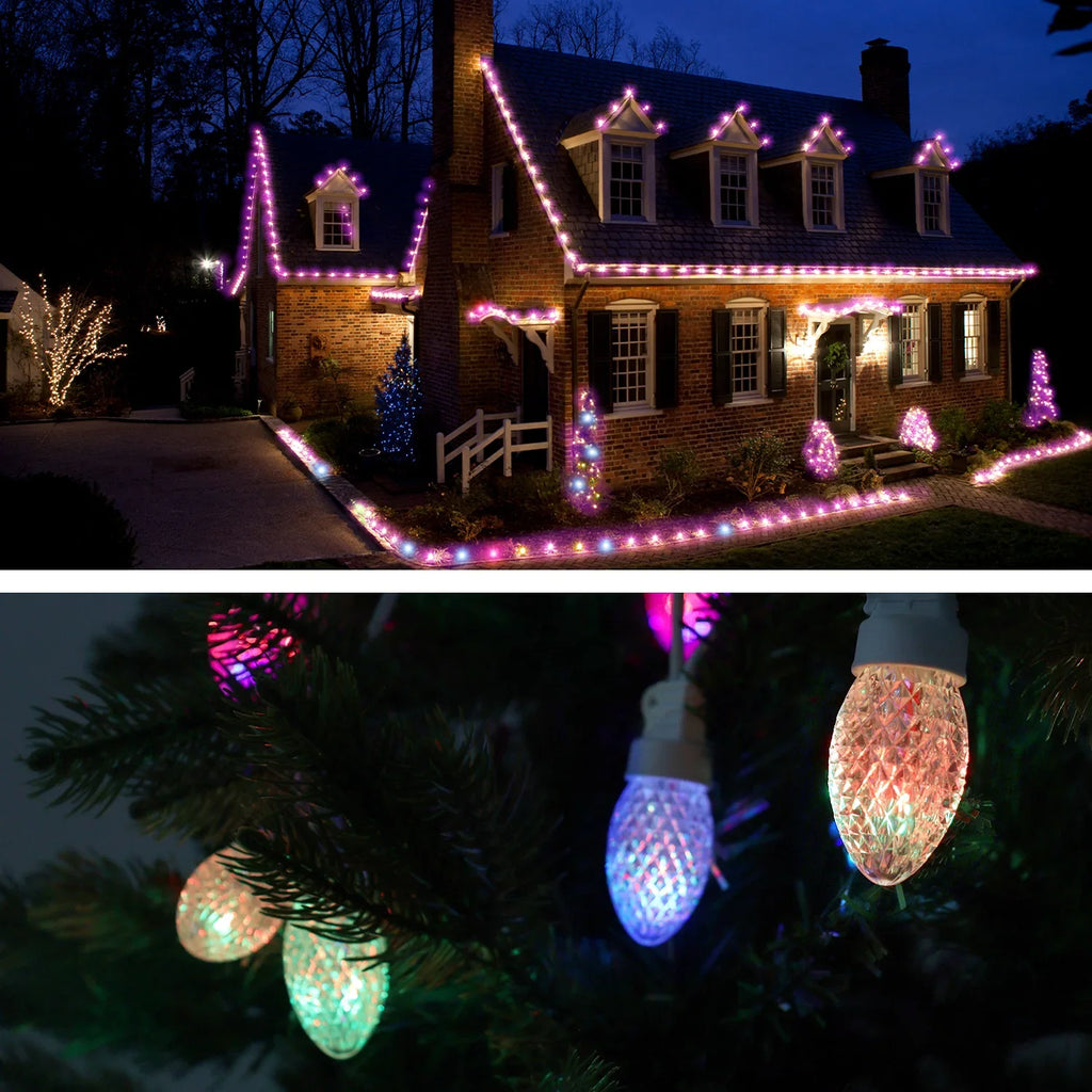 Eva'S Lamp C9 Christmas Lights Outdoor, 23Ft 20 Bulbs Color Changing Led String Lights Waterproof