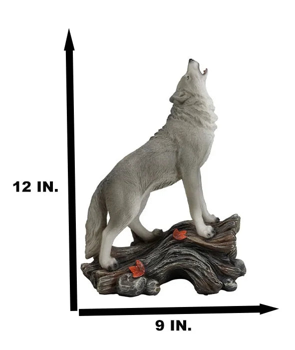 Howling Night Large Wolf Decor The Wolves Cries Spirit Gray Alpha 12"H Of Statue