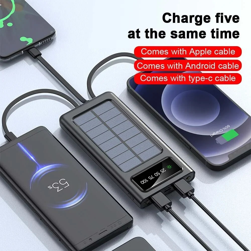 Waterproof Solar Power Bank 9000000Mah Portable External Battery Charger