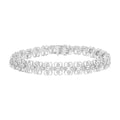 .925 Sterling Silver 1.0 Cttw Round-Cut Diamond 2-Row Heart Link Tennis Bracelet (I-J, I2-I3) - 7"