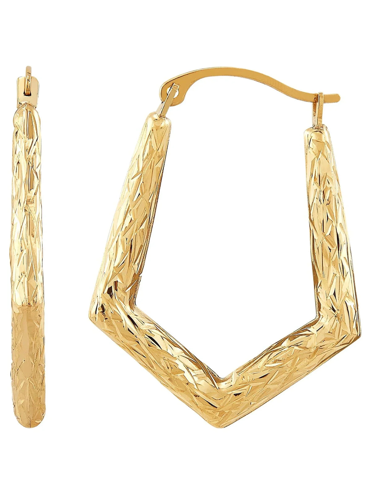 Knife Hollow Edge 10K Fine Hoops Brilliance Jewelry Gold Earrings Round Yellow