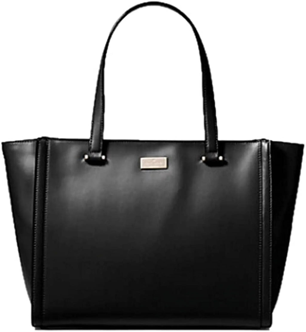 York Spade Vita New Court Black Leather Handbag, Kate Regatta