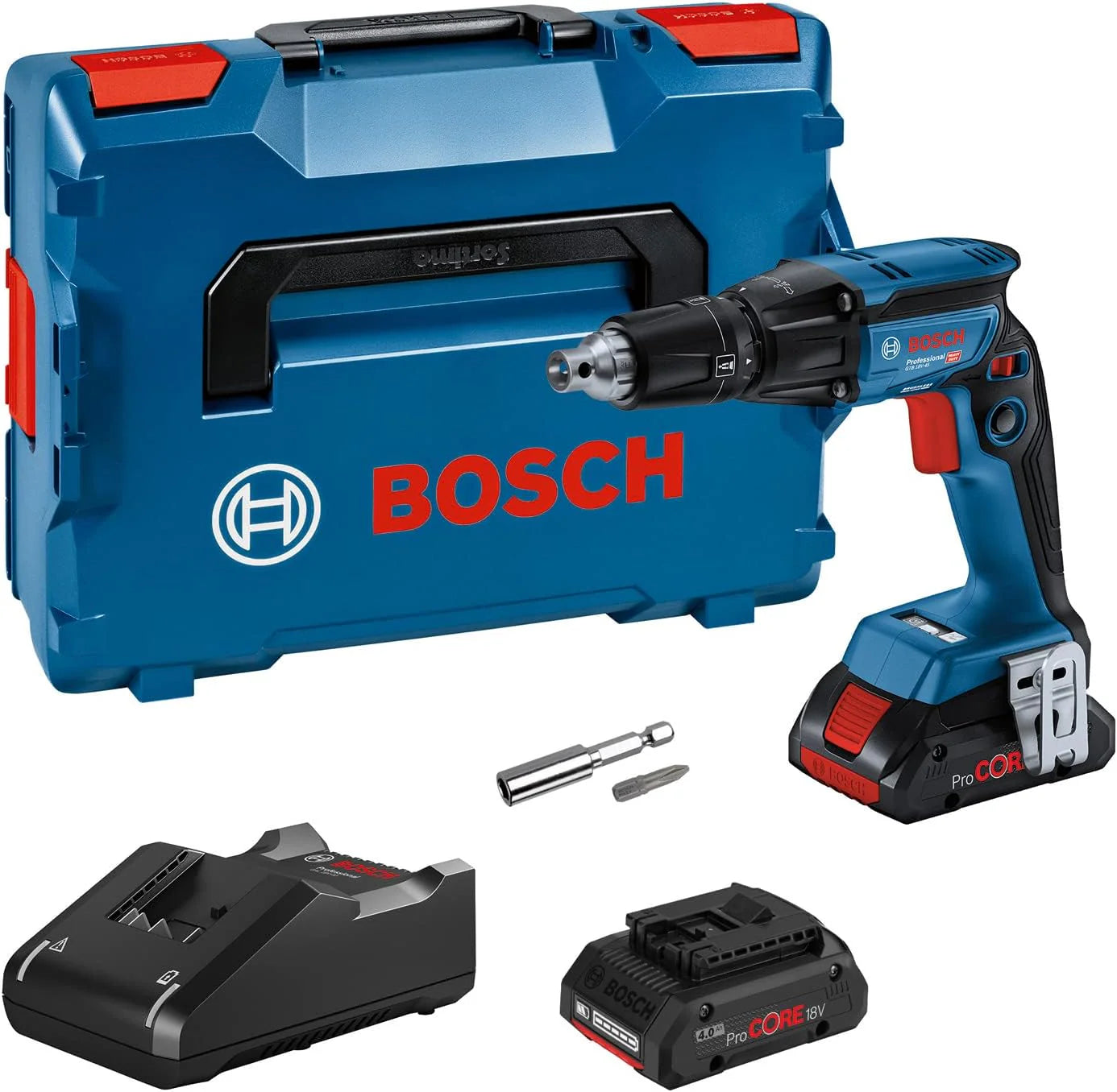 Bosch Professional 18 V System Akumulatorowa Wkrętarka Do Suchej Zabudowy Gtb 18V-45 (W Zestawie 2 X Akumulator 4,0 Ah Procore18V, Szybka Ładowarka Ga