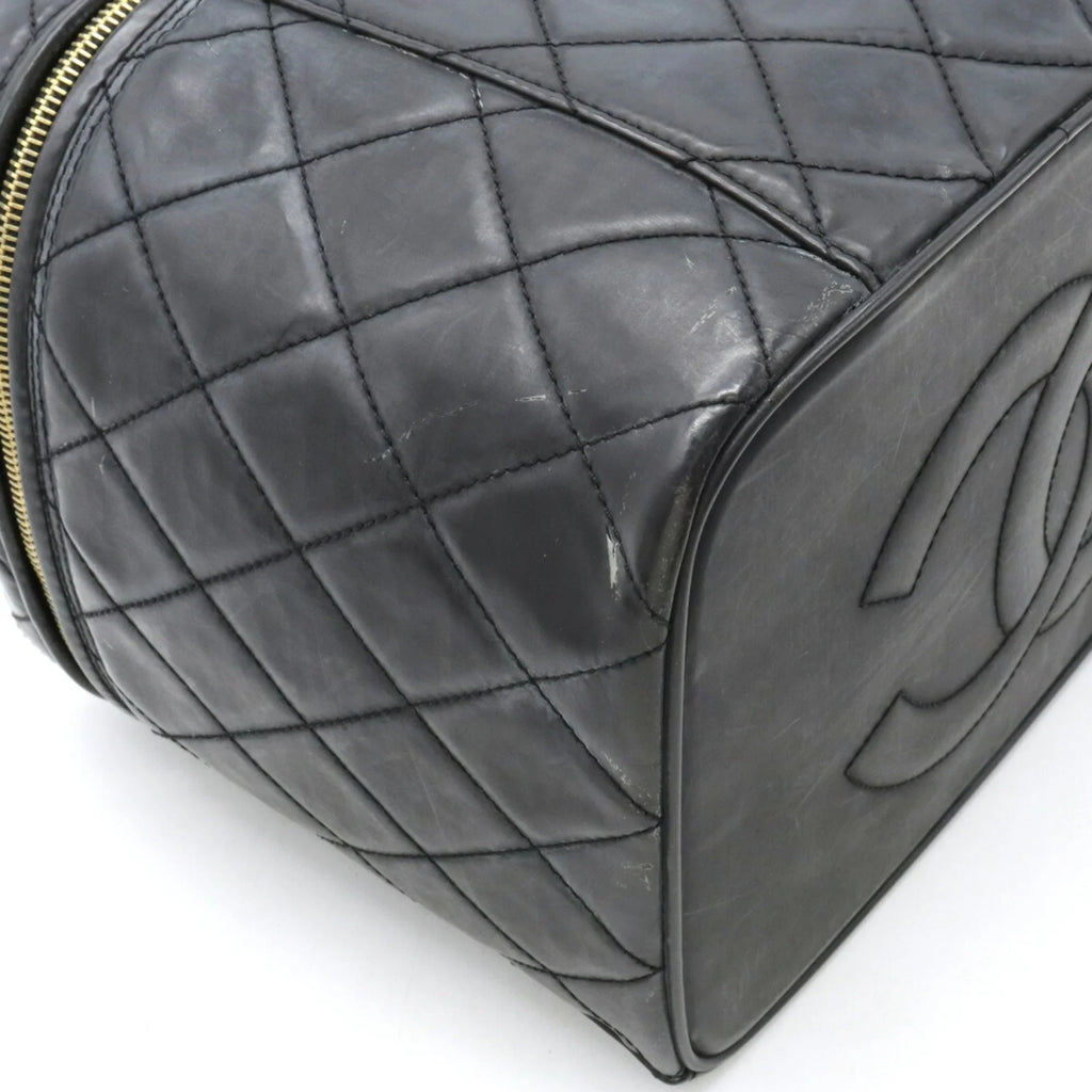 (Fair) Mark Matelasse Leather Shoulder Coco Bag Vanity Pre-Owned Handbag Black