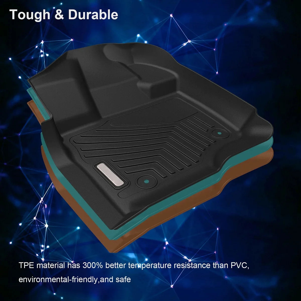 Crew Rear Ledkingdomus for F150 Floor 2024 Front TPE Mats 3-Piece All-climate Cab Rubber Super Set and 2015-2023