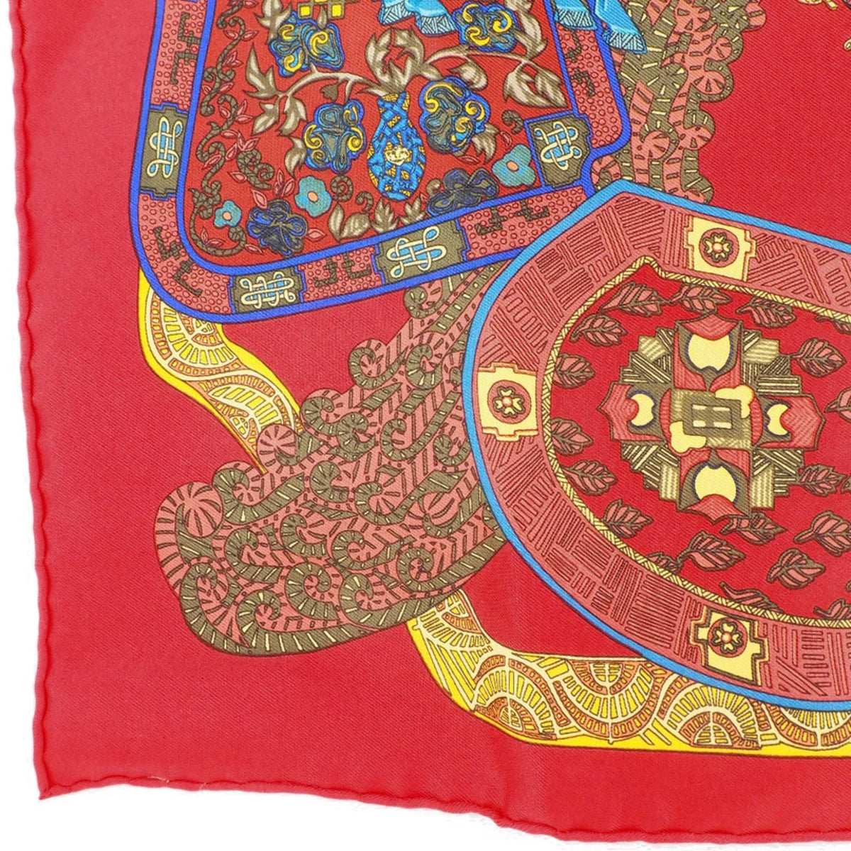 Second-Hand Hermes Carré 45 Art Des Stepps Step Art Silk Red Women'S Scarf (Like New)