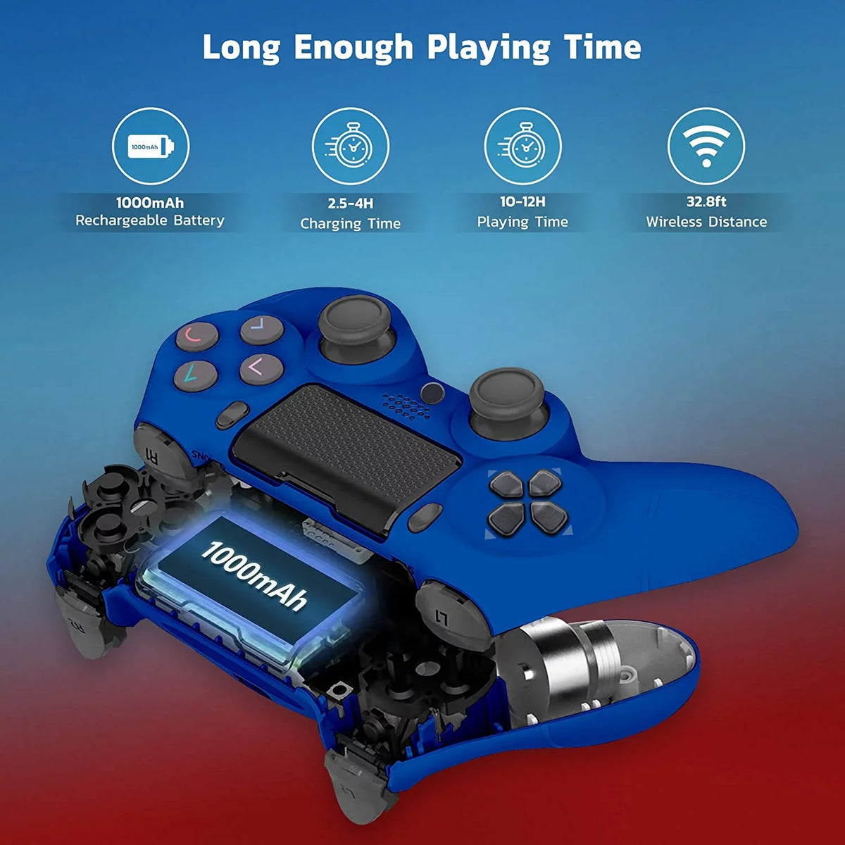Compatible Wireless (Blue) with Plus Controller 1,000 PRO Slim BlueTooth Speaker/Gyro/Remote Ultra GamePad S23 Galaxy Battery/Built-In