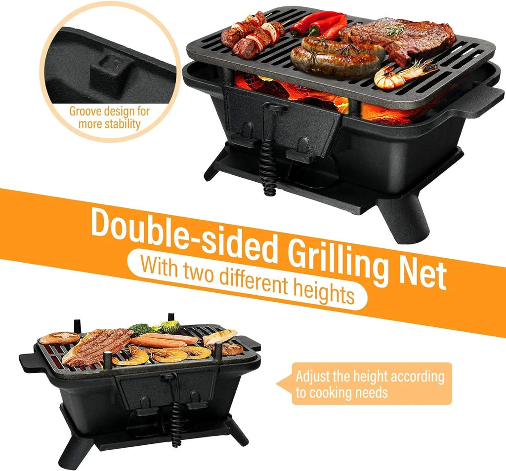 Door, for Gate, Fire Charcoal BBQ Camping Grill Backyard Iron Portable with Patio Net, Picnic Regulating Double-sided Grill Hibachi exterior Grill Air Grill, Cooking Grilling Perfect Cast
