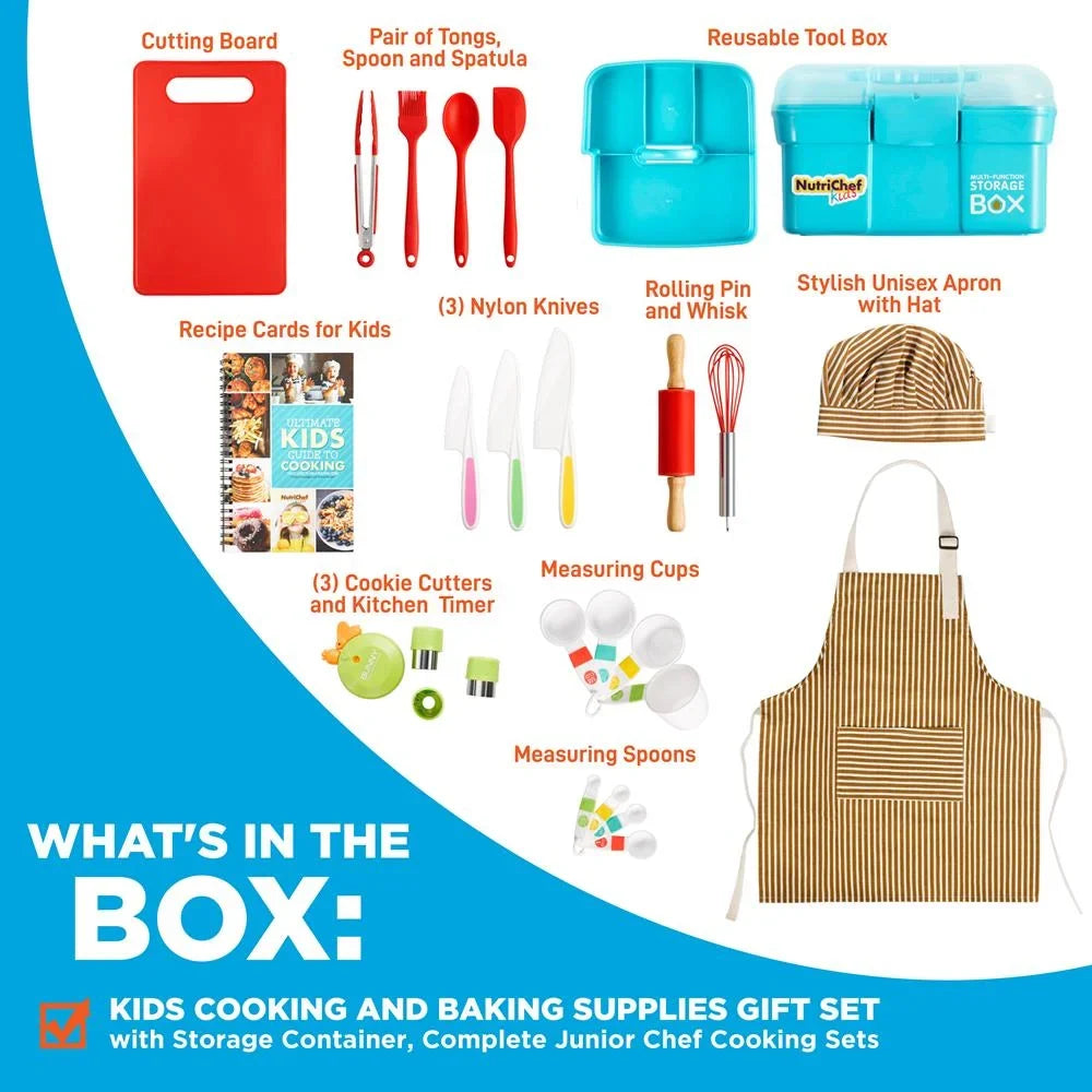 & Apron Girls Little Boys, for Baking Complete NutriChef Cooking Includes Set & Set Kids Chef's