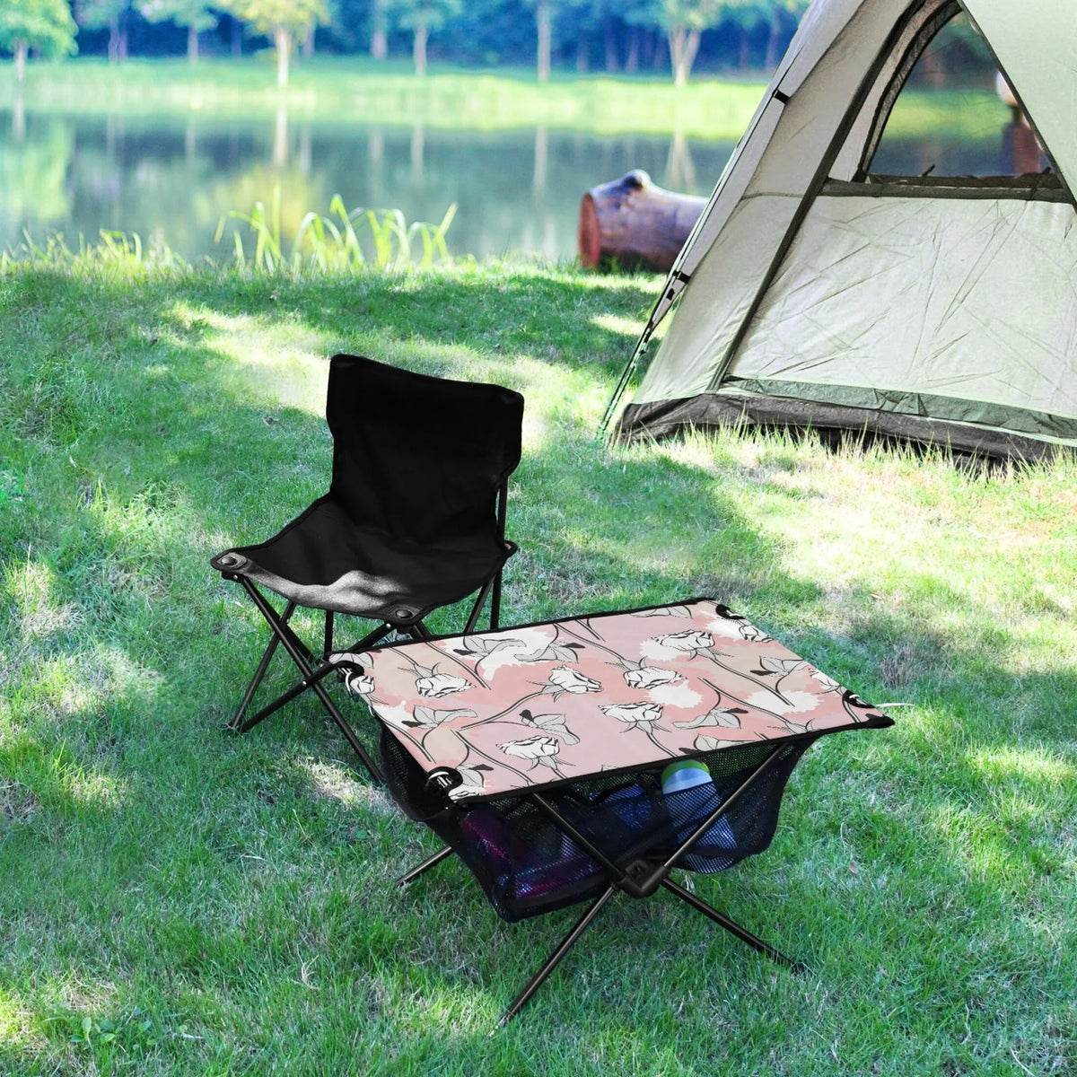 BBQ Folding Fishing Bag Storage Table Portable exterior Beach Roses for Travel Picnic Flowers Compact with Abstract Table Table Camping