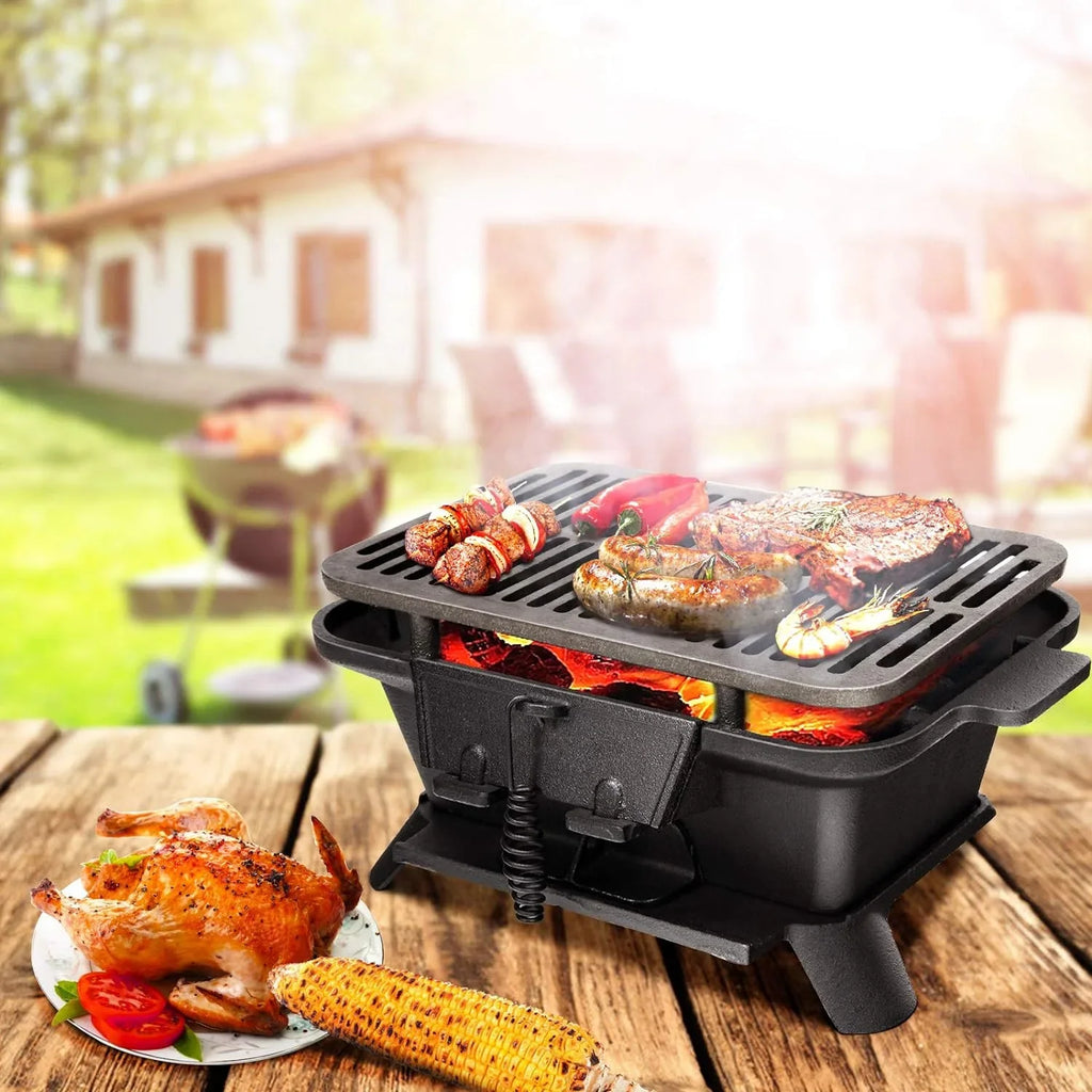 Door, for Gate, Fire Charcoal BBQ Camping Grill Backyard Iron Portable with Patio Net, Picnic Regulating Double-sided Grill Hibachi exterior Grill Air Grill, Cooking Grilling Perfect Cast