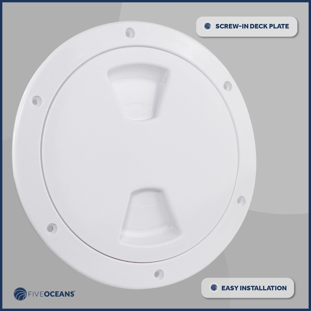FO4467 with Oceans Bass Boat Five Caravan for Boat, Hatch, and White Hatch UV-Resistant Plate Fishing Deck - Bag, Boat, RVs, Round Marine ABS Plastic, Inspection Cover Storage Detachable Pontoon, 6"