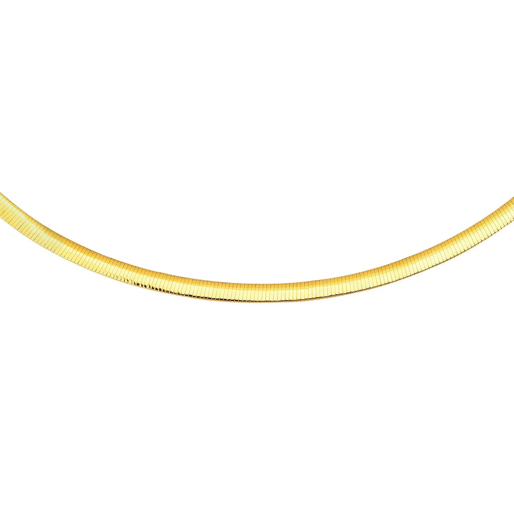 Jewelstop 14K Yellow Gold And Sterling Silver 2-Tone Gold Reversible 4Mm Domed Omega Chain 18 Inches