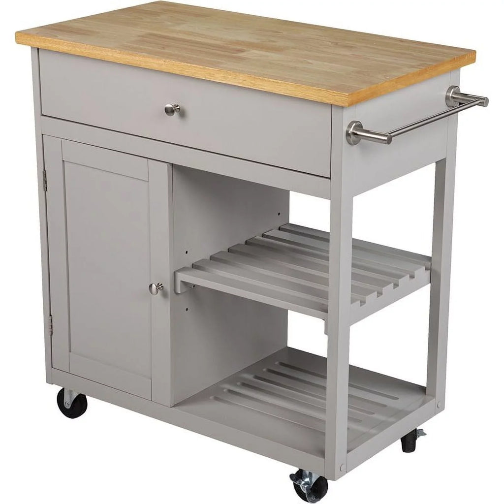 Cart Wooden Natural Bowery Cool in Gray Kitchen and Modern Hill