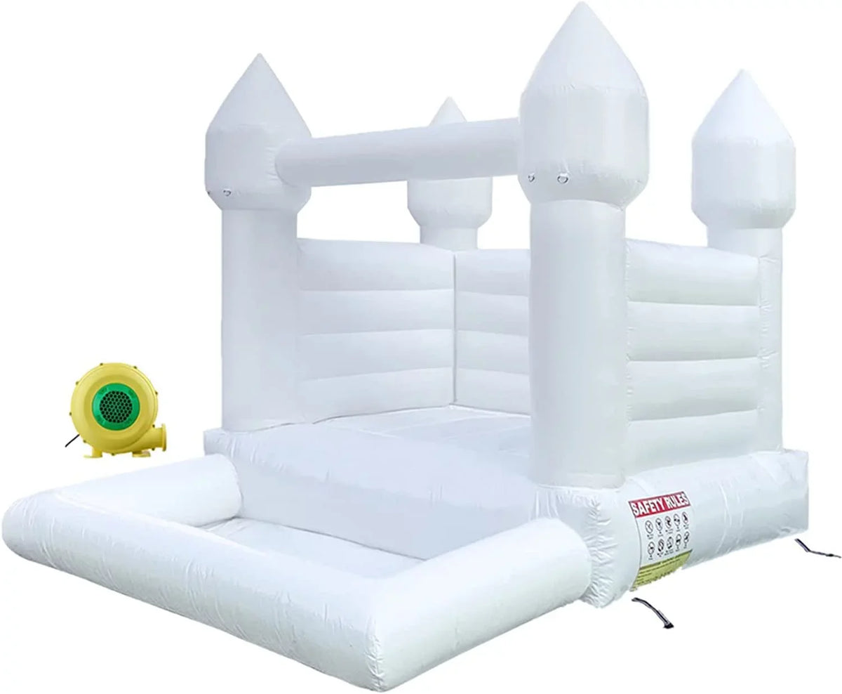 Connsann White Bounce House Commericial Grade Pvc Jump Castle With Blower & Ball Pit For Kids Outdoor Indoor Party