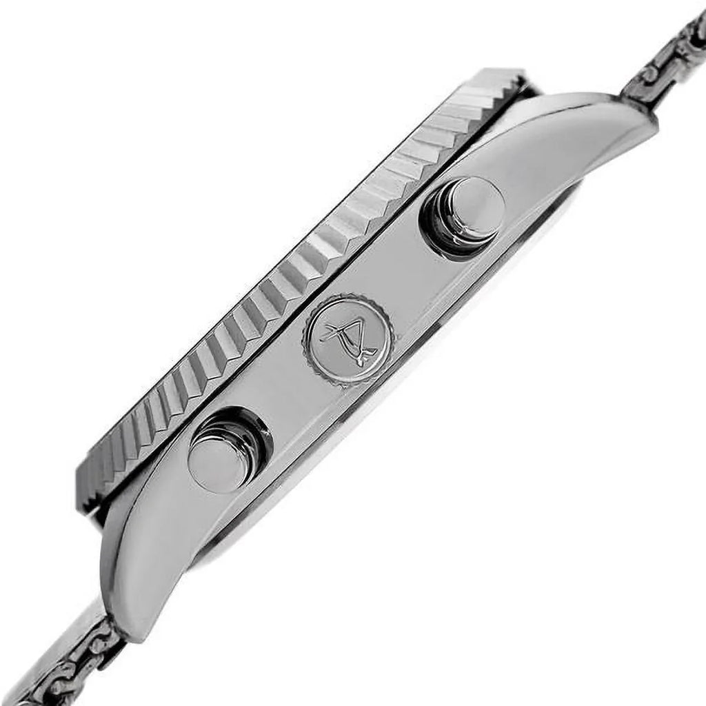 Men'S Swiss-Made Quartz Multifunction Dual Time Stainless Steel Silver-Tone Bracelet Watch