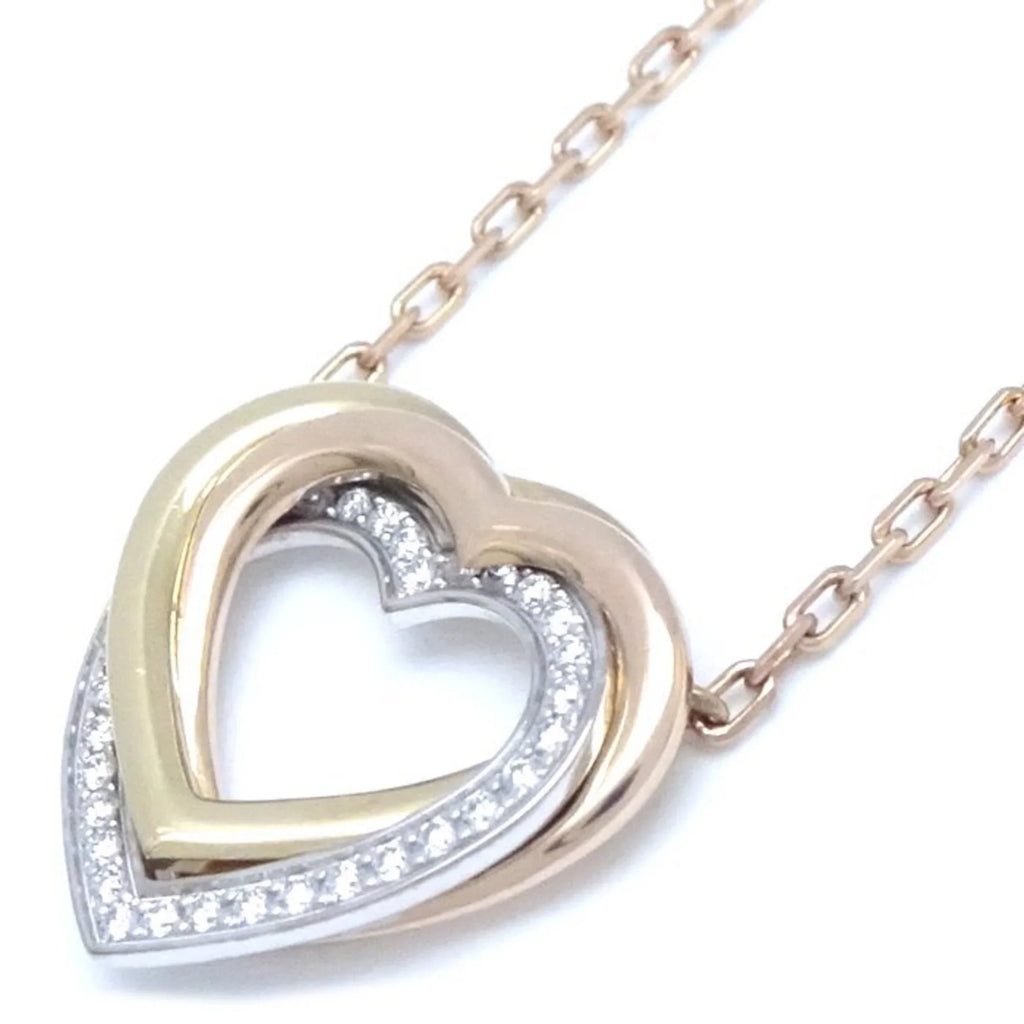 Pre-Loved Cartier Trinity Heart Necklace Diamond B7061200 K18 Three-Color Gold 291637 (Like New)