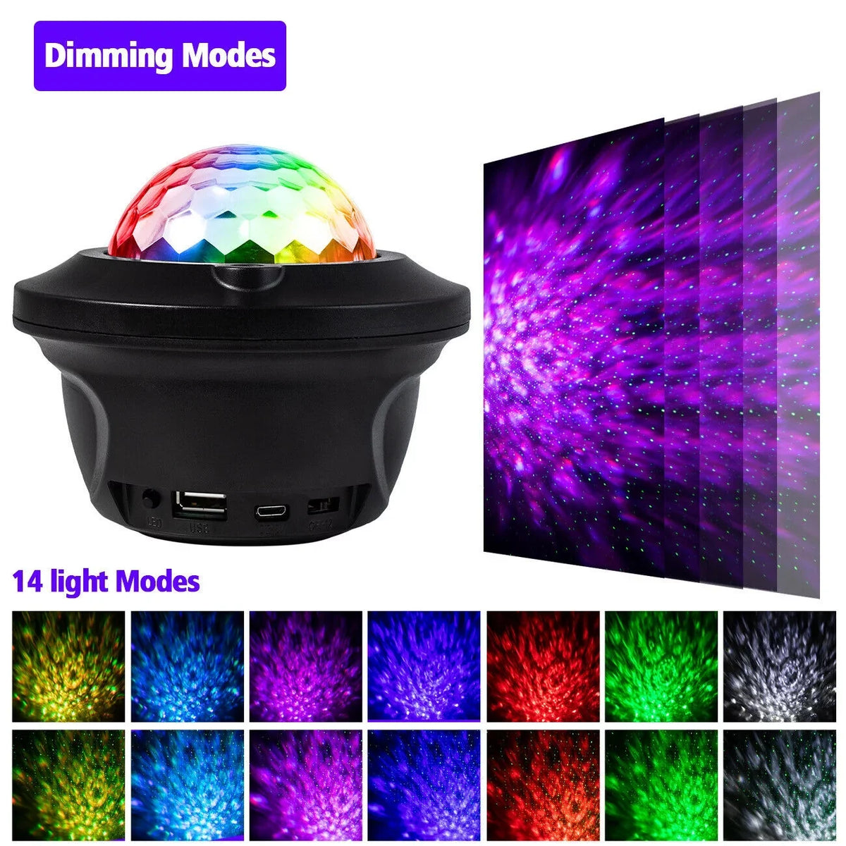 W/ LED Party Light Stage Bluetooth Lamp Disco RGB Speaker DJ Ball Strobe Remote