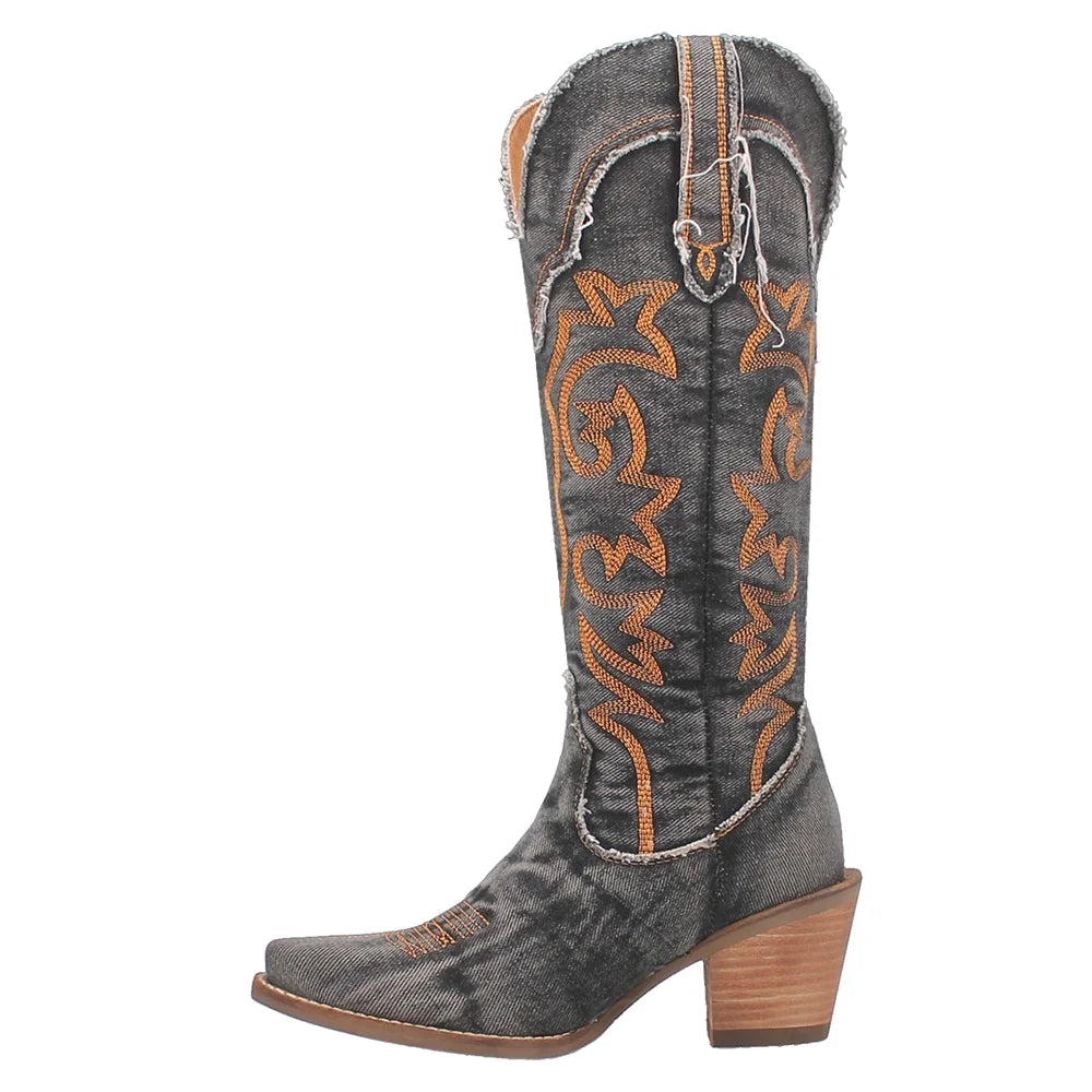 Heel Snip Casual Boots Knee Toe Mid Tornado 2-3" Womens Dingo Texas High