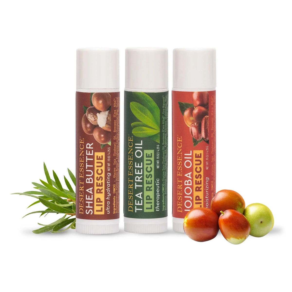 '- Rescue - Extract- Cracked w/ Or Hydrating Biloba Essence Ginkgo - 24, Desert Pack Lip Oil - 0.15 Soothes of Peppermint Ultra Shea Vitamin Butter Moisturizer Balm Soft Dry E Stick, Beeswax - Lips Oz