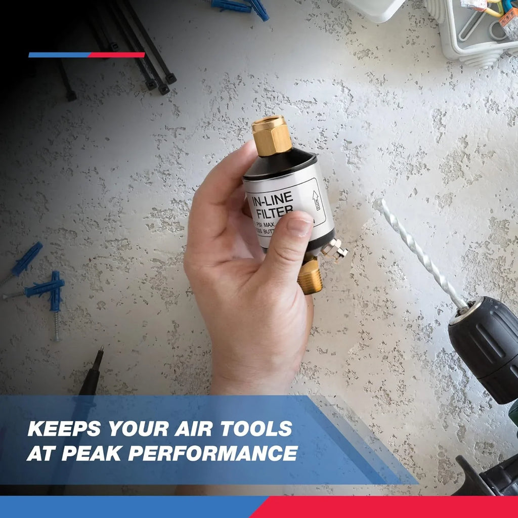 150 Outlet Pneumatic | Air Tool | NPT and Performance, Protect Separator | of Line Inlet | liquid 1/4" and for 30253A Black Optimize Oil Lifespan and Tools PSI Compressor Accessory NEIKO Air Air |
