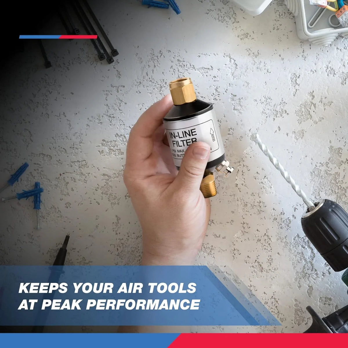 150 Outlet Pneumatic | Air Tool | NPT and Performance, Protect Separator | of Line Inlet | liquid 1/4" and for 30253A Black Optimize Oil Lifespan and Tools PSI Compressor Accessory NEIKO Air Air |