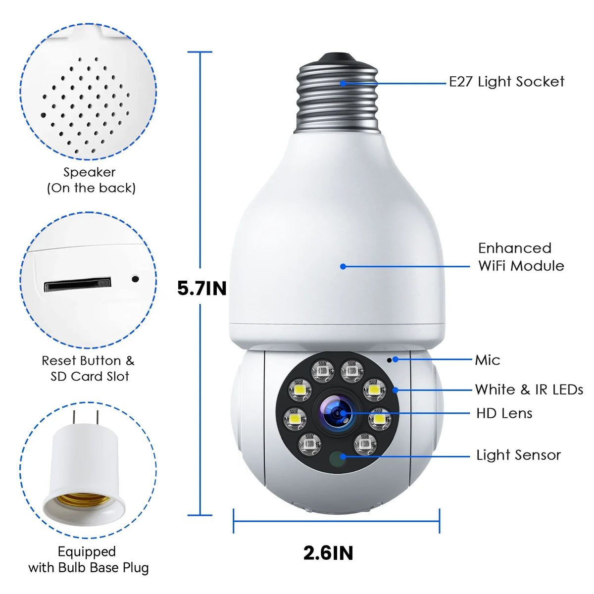 2 Light PACKS WiFi Wireless Security Camera Bulb SC16 Toguard Surveillance Dome exterior Camera