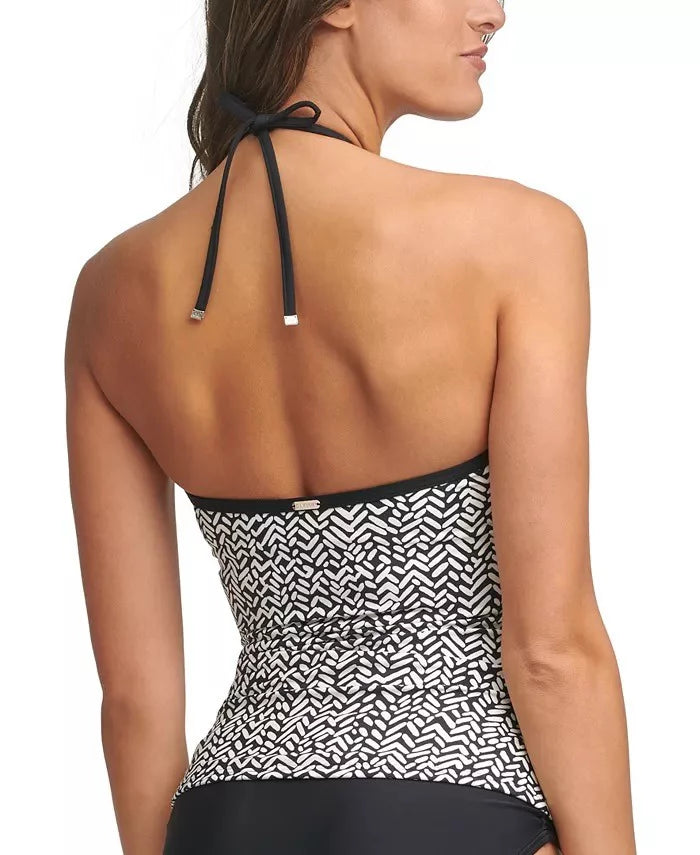 ABSTRACT Tankini V-Wire Calvin Halter CHEVRON Top, BLACK US Klein X-Small MULTI