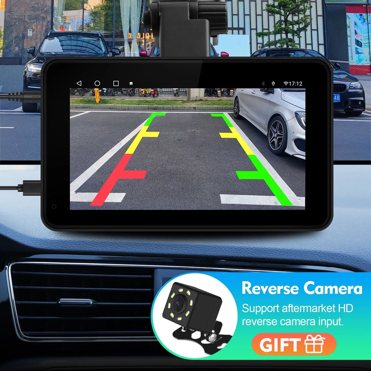 Navigation, Radio Camera Portable Car Full AUX, Control, Auto Car Screen 7 Android & Stereo, Car Voice Touch Bluetooth, with Carplay Backup Receiver Inch Transmitter, FM Portable HD Wireless
