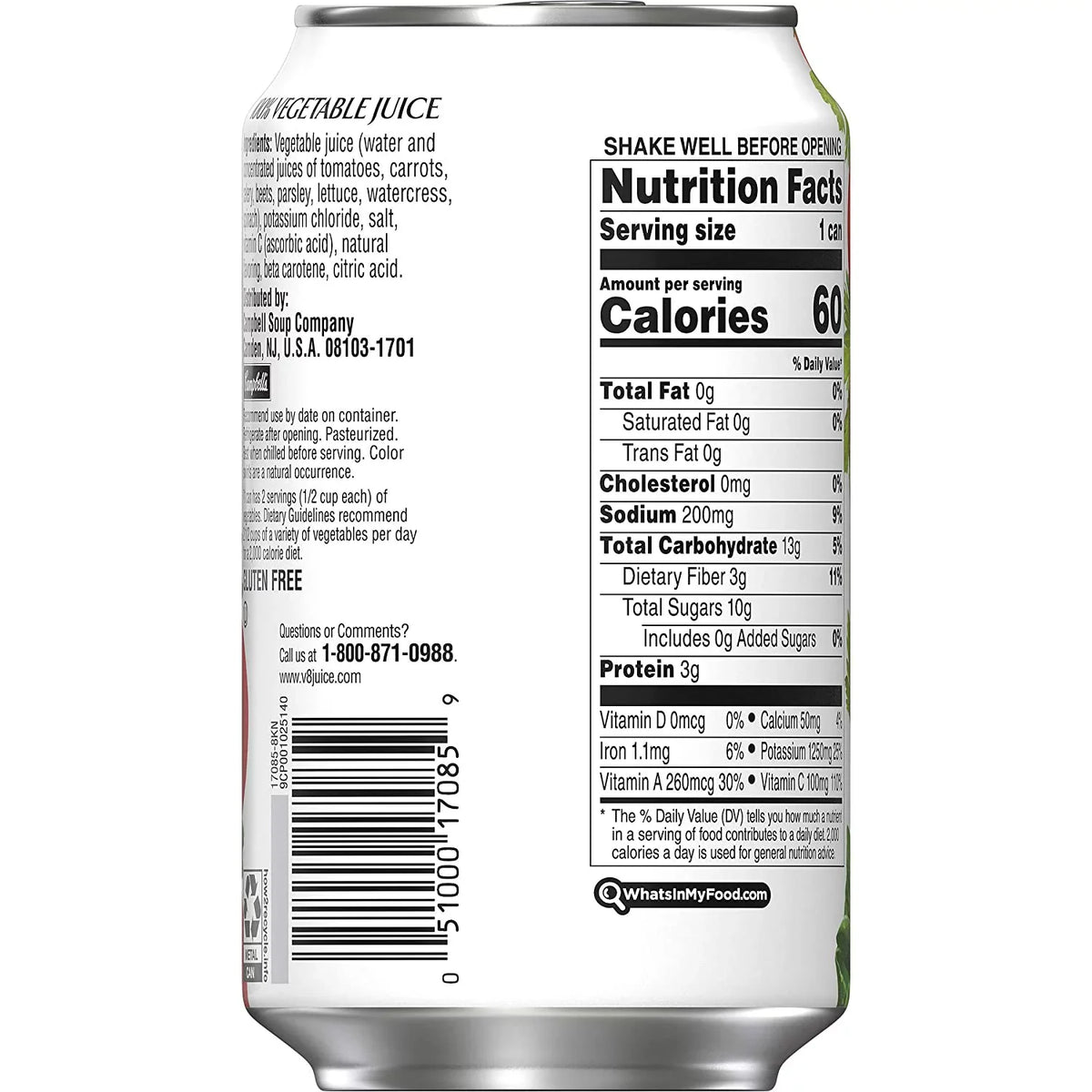 Low (Pack 100% 24) V8 Sodium Vegetable Oz. 11.5 Original Can Juice, Of