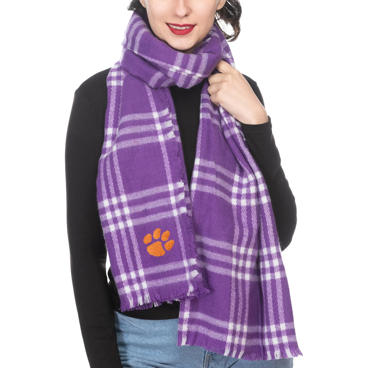 Tigers ZooZatz Plaid Women's Blanket Clemson Scarf