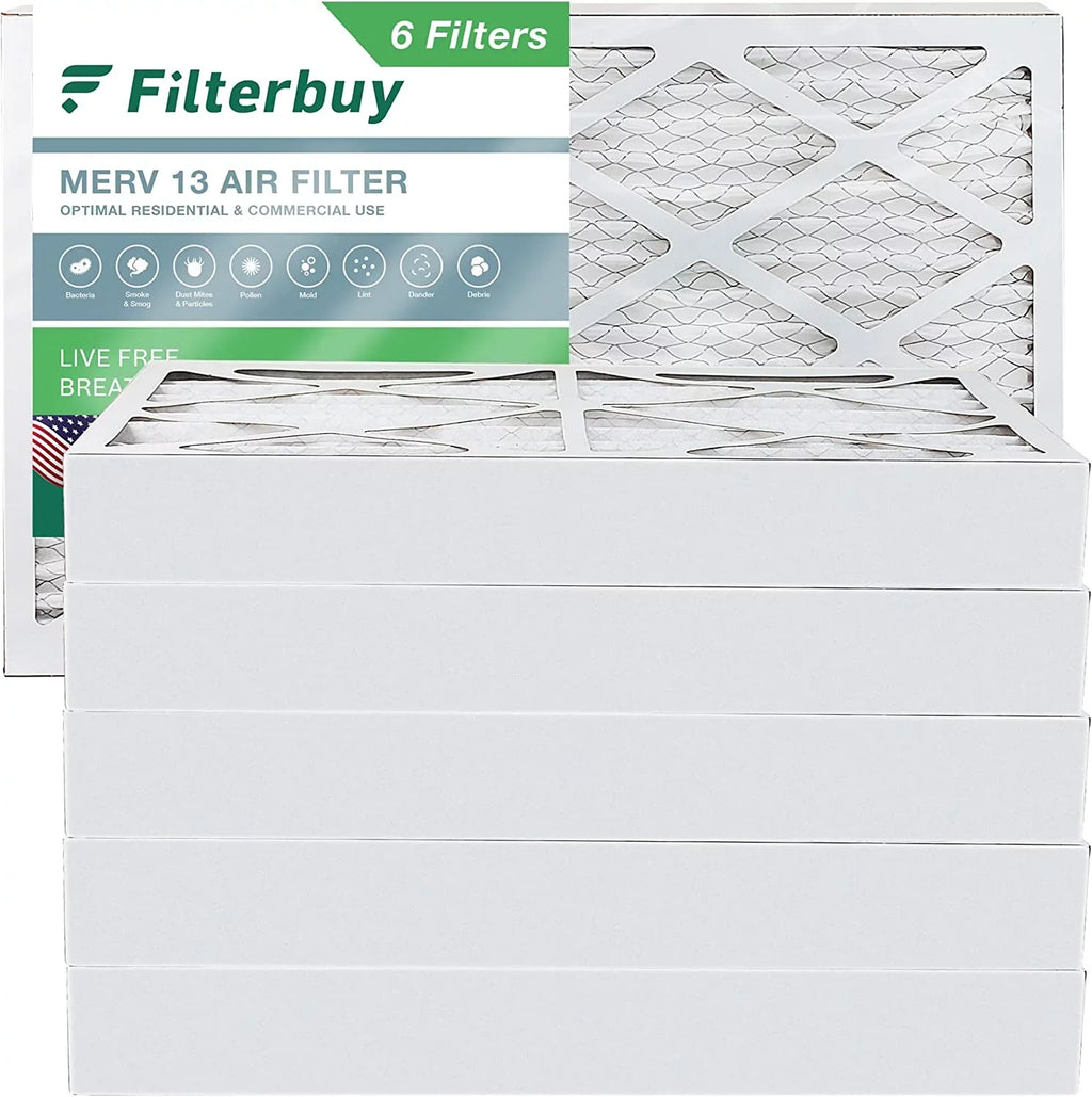 Filterbuy 16x30x4 Furnace Pleated Air HVAC MERV 13 AC (6-Pack) Filters