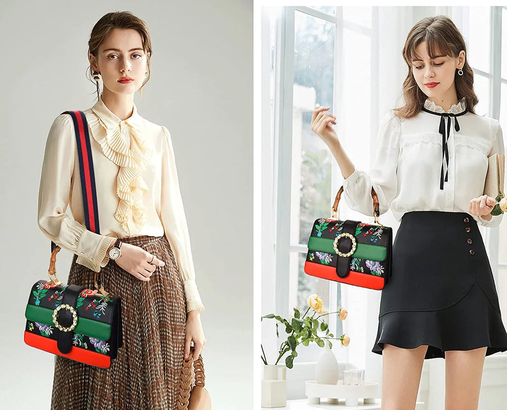 for Detachable Trendy women Bamboo Handbag top wide Satchel Asge shoulder strap bags crossbody Medium handle Bags with bag Vintage Shoulder