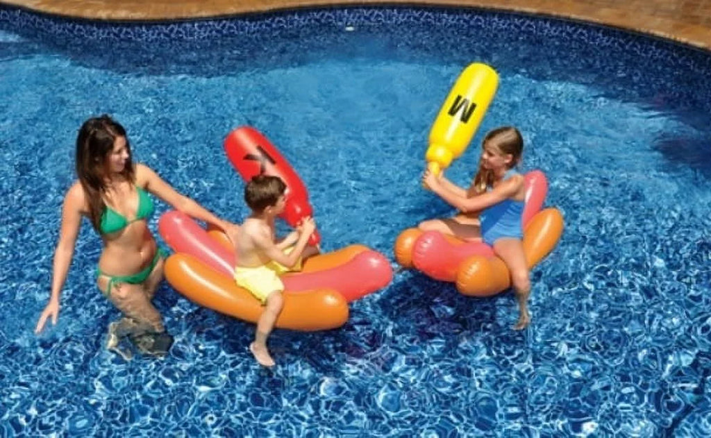 '- Battle 2 56" On Set Hot Ride Game Swimming Pool Dog Boppers Set of with Inflatable