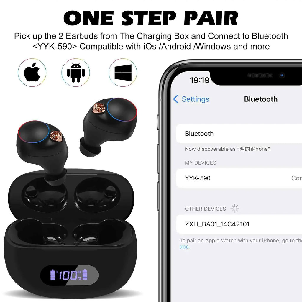 Urbanx True Wireless Bluetooth Earbuds + Charging Case, Black, Dual Connect, Ipx5 Water Resistance, Bluetooth 5.2 Connection, Balanced, Bass Boost Compatible With Oneplus Ace 2