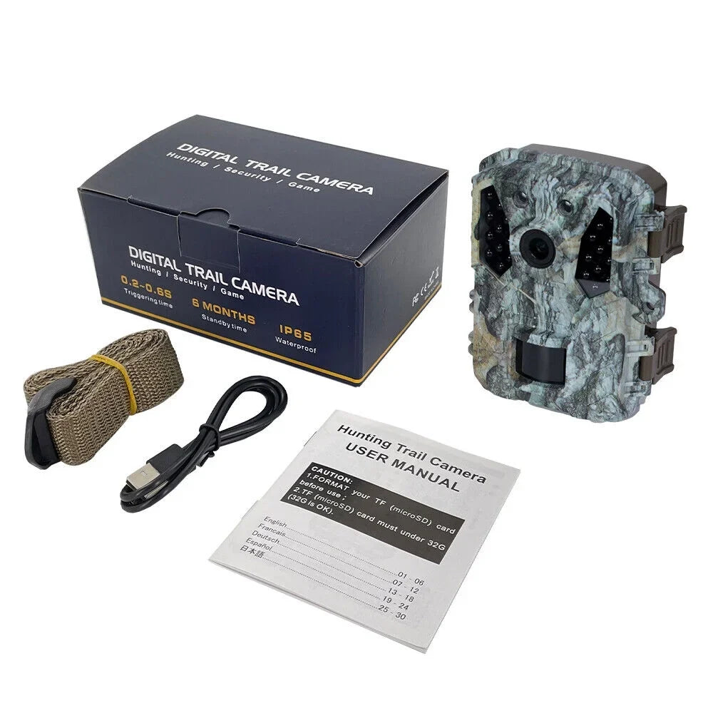 Trail Camera Hunting Mini Wildlife 24MP Vision Night Cam 1080P Waterproof with