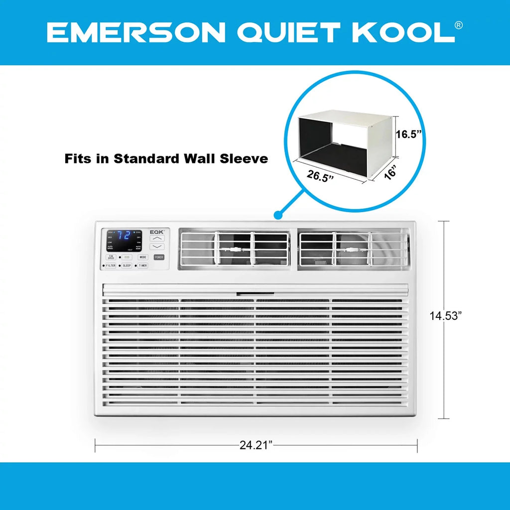 Emerson Quiet Kool 8,000 Btu 115-Volt Through-The-Wall Air Conditioner With Remote, White