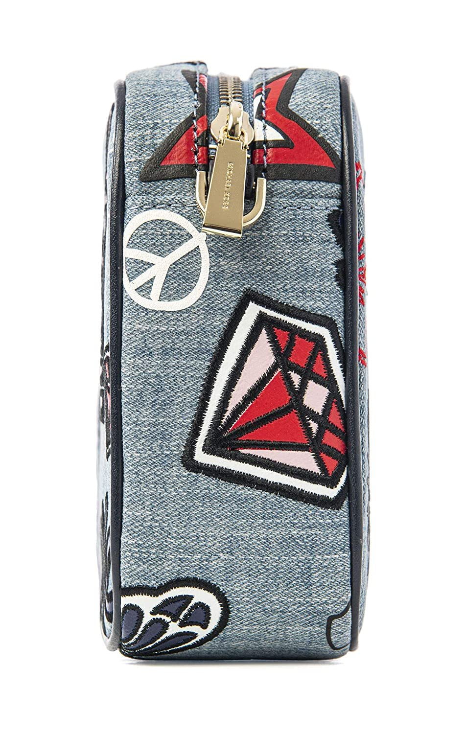 Embroidered Denim Ginny Kors Michael Crossbody Medium Bag New
