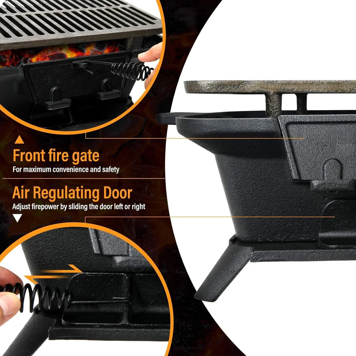 Door, for Gate, Fire Charcoal BBQ Camping Grill Backyard Iron Portable with Patio Net, Picnic Regulating Double-sided Grill Hibachi exterior Grill Air Grill, Cooking Grilling Perfect Cast