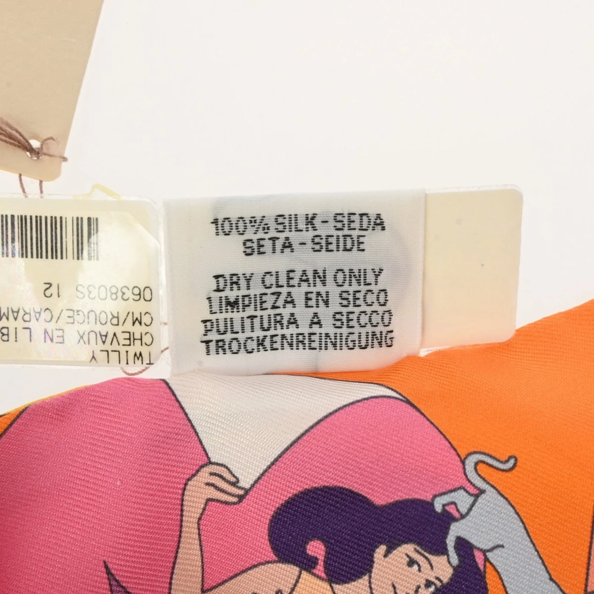 Silk Volants Muffler - (Like Scarf New) Orange/Rose/Mauve HERMES 100% Pre-Owned Women's Twilly Carres